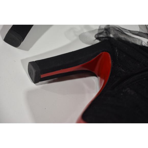 Christian Louboutin Libellibooty 100 Black Mesh Tulle Ankle Boot Heel Pump 40 - Picture 11 of 12